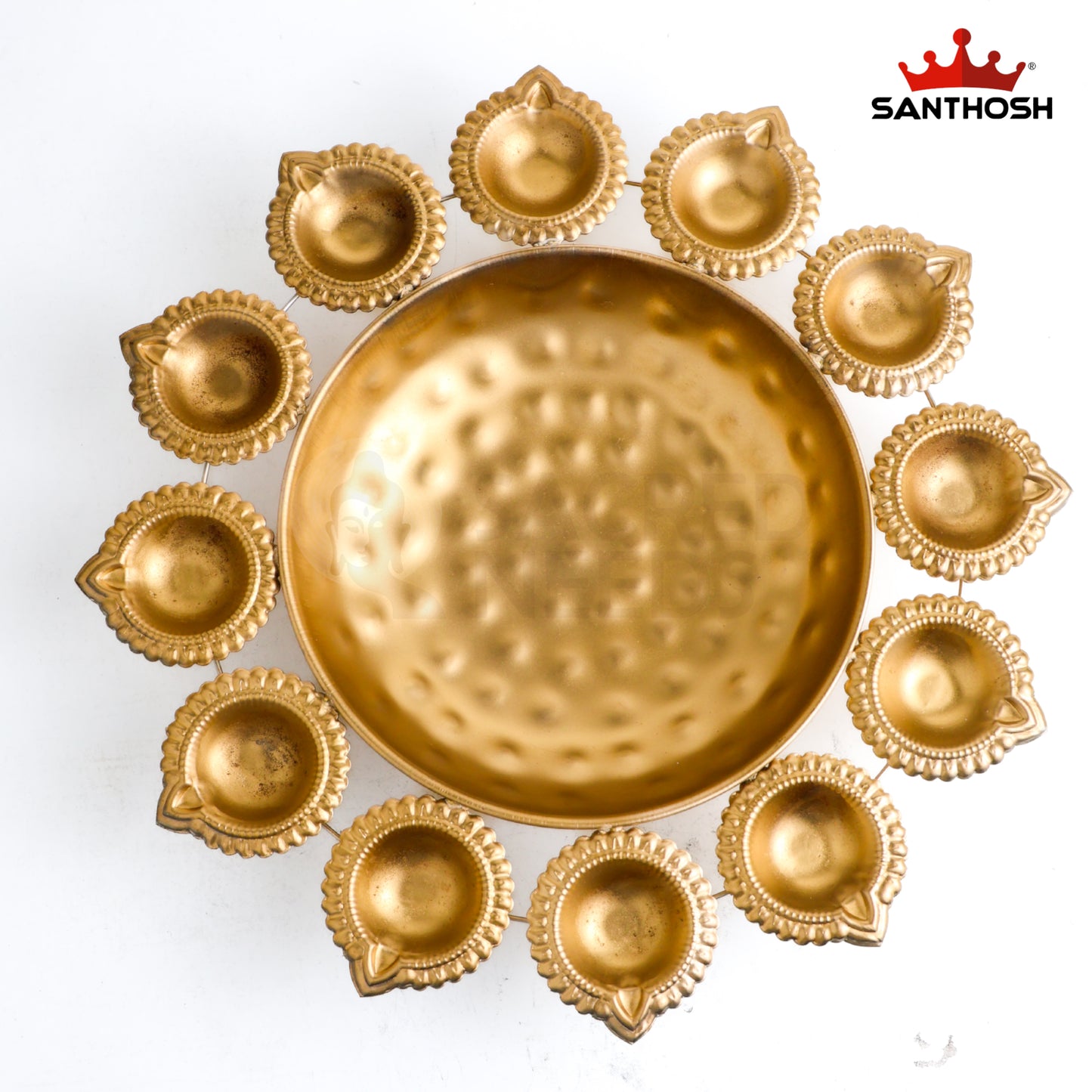 Sacred Needs Iron 12 Vilakku Urli – 2.2 Inch (5.6 cm) Height | Traditional 12 Diya Urli Lamp for Festivals, Pooja & Home Décor