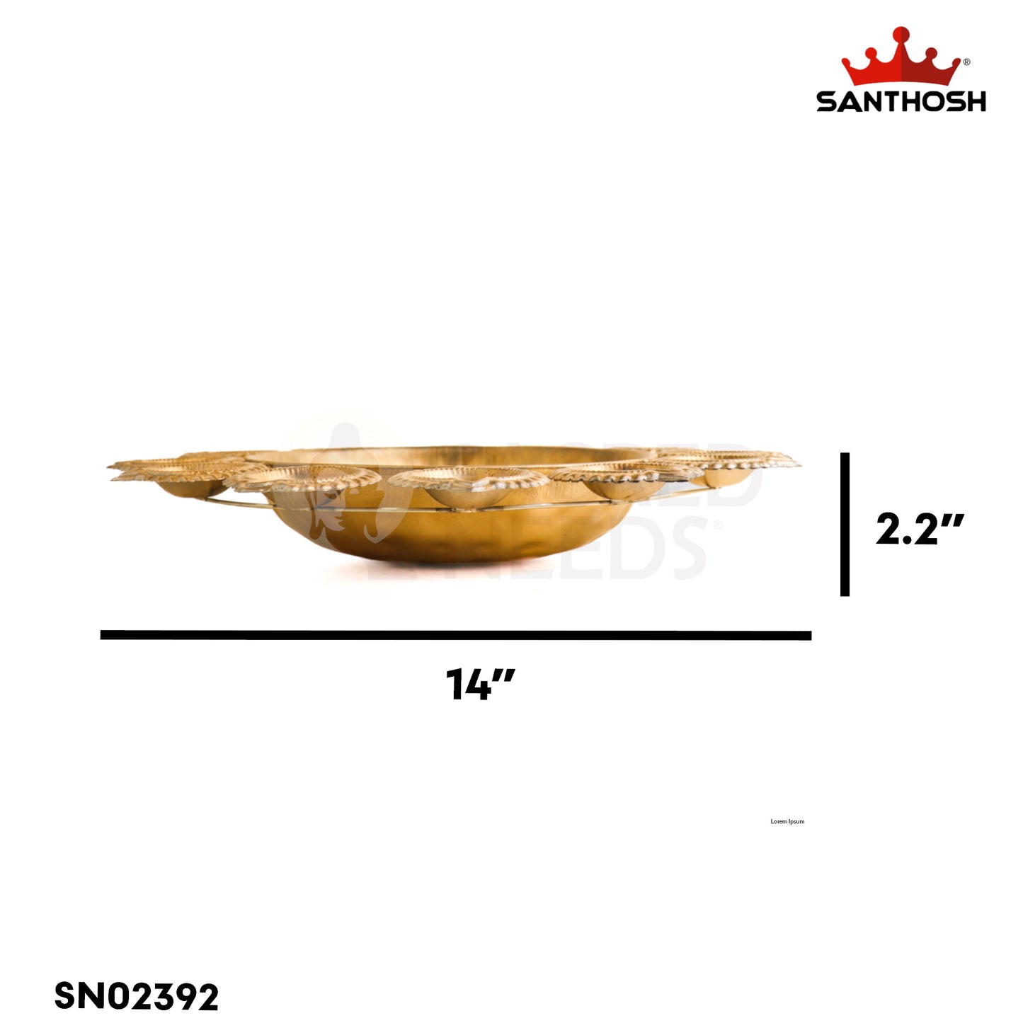Sacred Needs Iron 12 Vilakku Urli – 2.2 Inch (5.6 cm) Height | Traditional 12 Diya Urli Lamp for Festivals, Pooja & Home Décor