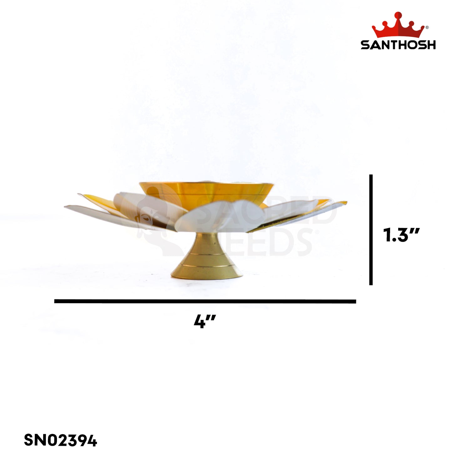 Sacred Needs Brass Lotus Pyali Diya – 1.3 Inch (3.3 cm) Height | Decorative Brass Lotus Oil Lamp for Pooja, Temple & Festive Décor