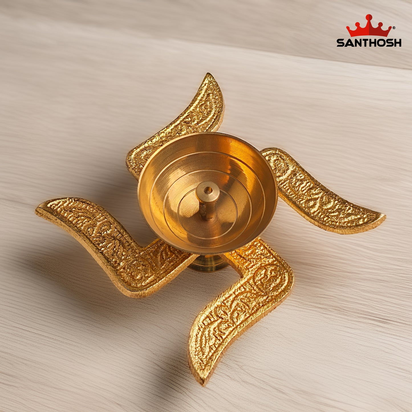 Brass Swastik Pyali Deepam – 1.8 Inch | Compact Brass Deepam for Temple & Daily Pooja