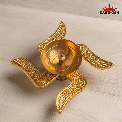 Brass Swastik Pyali Deepam – 1.8 Inch | Compact Brass Deepam for Temple & Daily Pooja