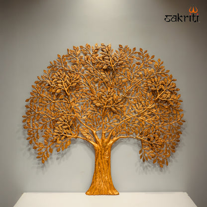 Sacred Needs Brass Tree Wall Décor – 34 Inch (86.4 cm) Height | Large Decorative Brass Tree Wall Hanging for Living Room, Temple & Home Décor