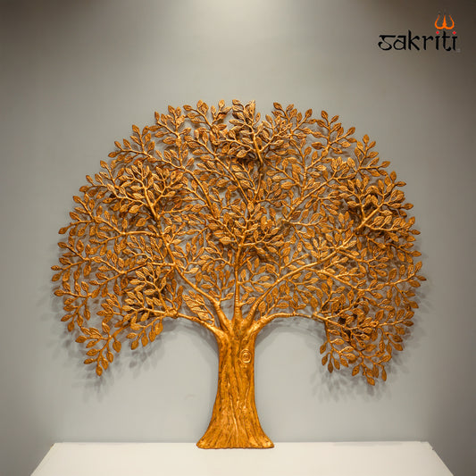 Sacred Needs Brass Tree Wall Décor – 34 Inch (86.4 cm) Height | Large Decorative Brass Tree Wall Hanging for Living Room, Temple & Home Décor