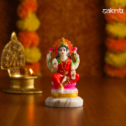 Sacred Needs Marble Dust Lakshmi Idol – 5.1 Inch (13 cm) Height | Goddess Lakshmi Statue for Pooja Room, Temple & Home Décor