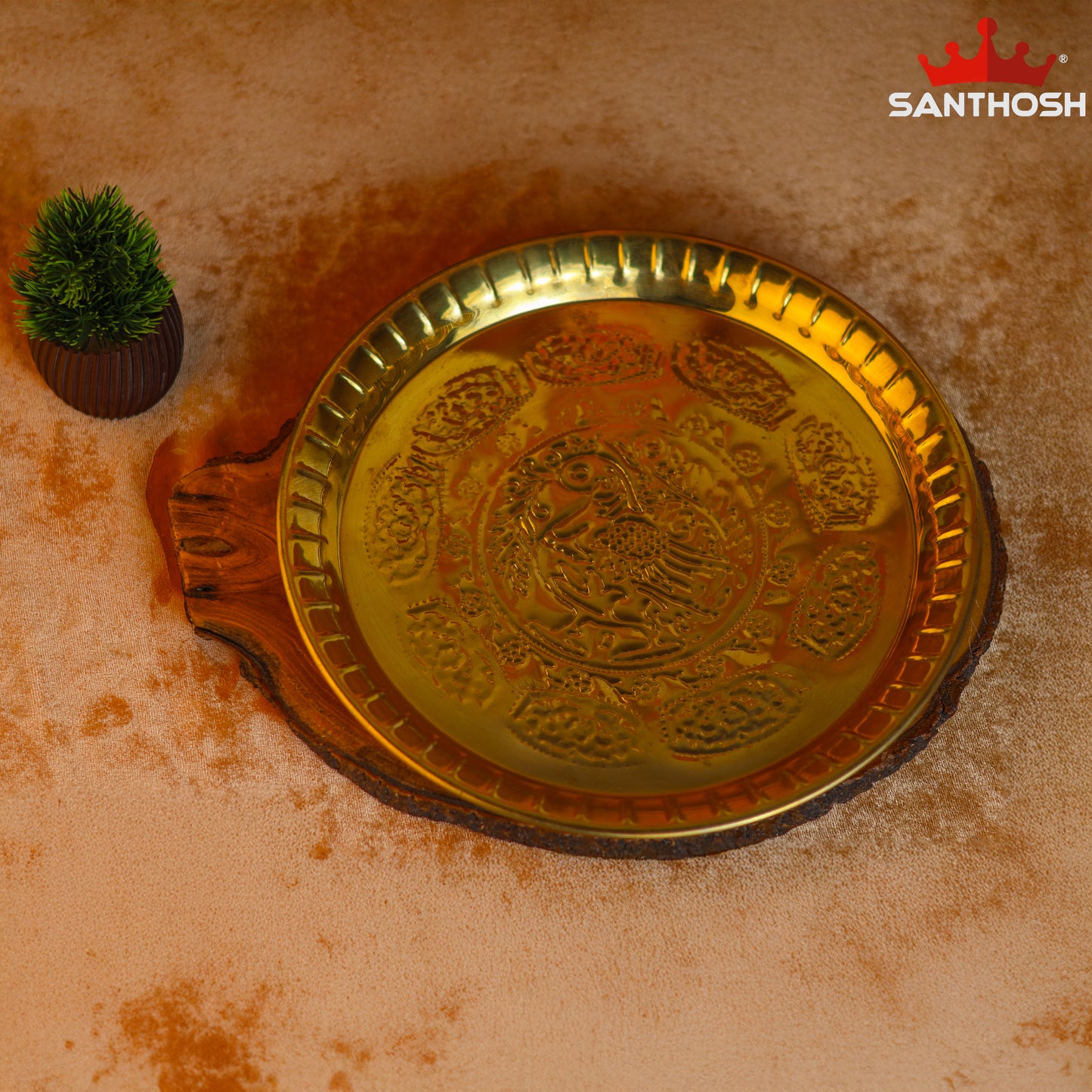Sacred Needs Brass ICC Nagas Plate – 12 Inch (30.5 cm) Diameter | Sacred Naga Design Brass Plate for Pooja, Temple Rituals & Home Altar