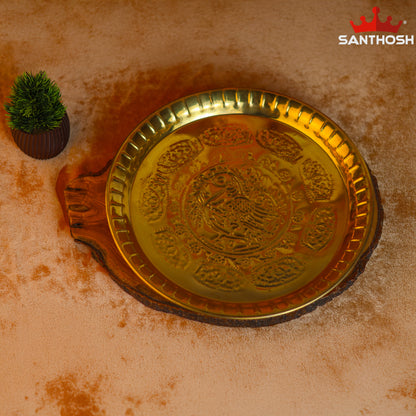 Sacred Needs Brass ICC Nagas Plate – 12 Inch (30.5 cm) Diameter | Sacred Naga Design Brass Plate for Pooja, Temple Rituals & Home Altar