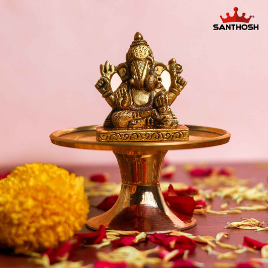 Sacred Needs Brass Mukkali with Base – 2 Inch (5.1 cm) Height | Traditional Brass Pooja Stand for Temple & Ritual Use
