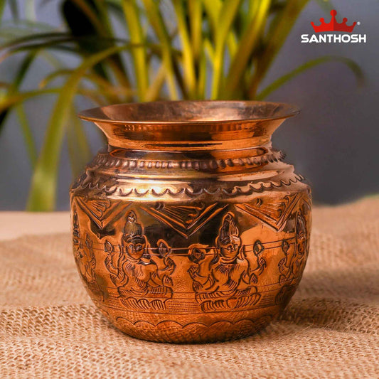 Sacred Needs Copper Astalakshmi Chambu – 4.7 Inch (12 cm) Height | Traditional Copper Kalash Pot for Pooja Rituals & Temple Use