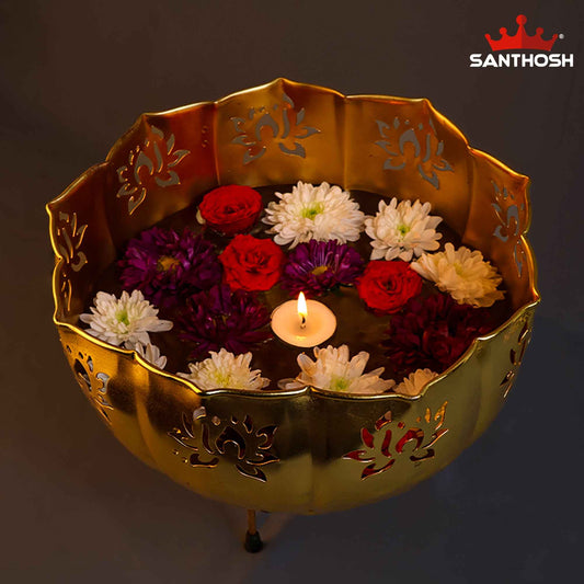 Sacred Needs Brass Cut Urli – 1.06 Inch (2.7 cm) Height | Decorative Mini Brass Urli Bowl for Floating Flowers, Diyas, Pooja & Home Décor