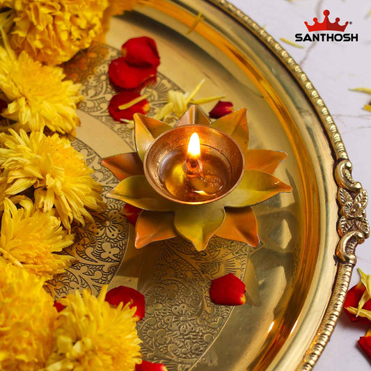 Sacred Needs Brass Lotus Pyali – 1.06 Inch (2.7 cm) Height | Traditional Lotus Design Brass Pyali Bowl for Pooja, Kumkum & Temple Rituals