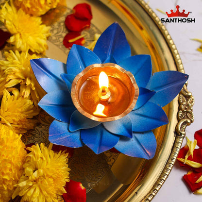 Sacred Needs Brass 3-Layer Lotus Pyali Deepam – 1.5 Inch (3.8 cm) Height | Traditional Lotus Design Brass Oil Lamp for Pooja, Temple & Festive Decor