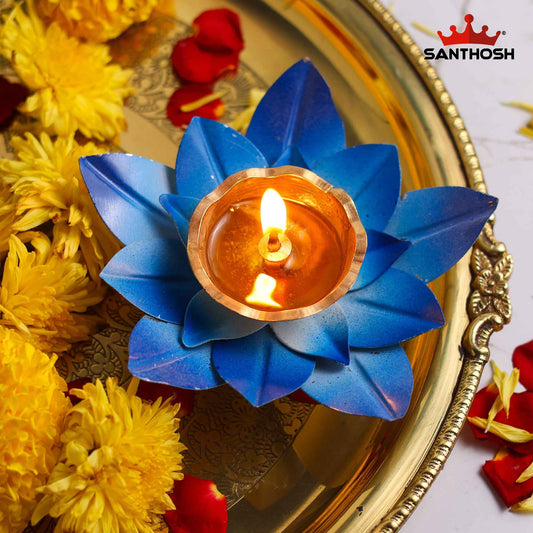 Sacred Needs Brass 3-Layer Lotus Pyali Deepam – 1.5 Inch (3.8 cm) Height | Traditional Lotus Design Brass Oil Lamp for Pooja, Temple & Festive Decor