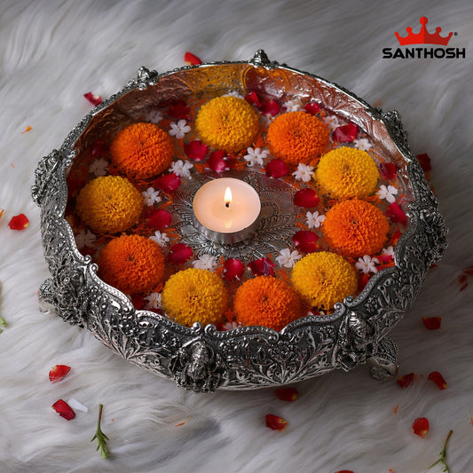 Sacred Needs Copper Ashtalakshmi Urli – 4.7 Inch (11.9 cm) Height | Decorative Lakshmi Urli Bowl for Pooja & Home Décor