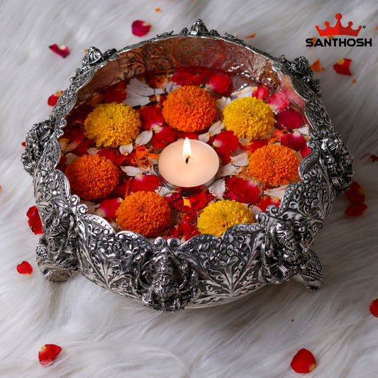 Sacred Needs Copper Ashtalakshmi Urli – 5.1 Inch (13 cm) Height | Traditional Copper Decorative Bowl for Pooja
