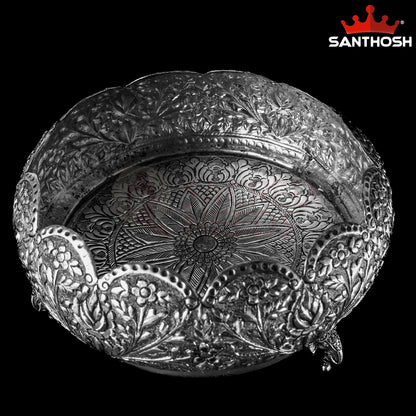 Sacred Needs Copper Lotus Elephant Leg Urli – 4.6 Inch (11.7 cm) Height | Decorative Urli for Pooja & Home Décor