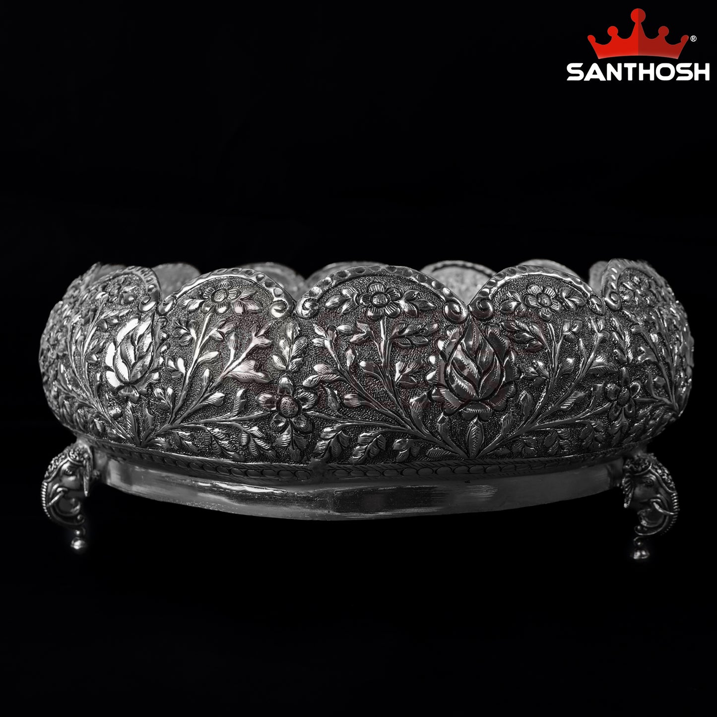 Sacred Needs Copper Lotus Elephant Leg Urli – 4.8 Inch (12.2 cm) Height | Decorative Urli for Festive & Home Use