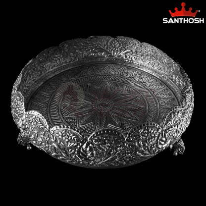 Sacred Needs Copper Lotus Elephant Leg Urli – 5.1 Inch (13 cm) Height | Traditional Decorative Urli for Home & Festive Use
