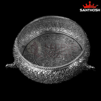 Sacred Needs Copper Peacock Urli Bowl –4.3 Inch (10.9 cm) Height | Decorative Urli for Floating Flowers, Candles, Pooja & Home Décor