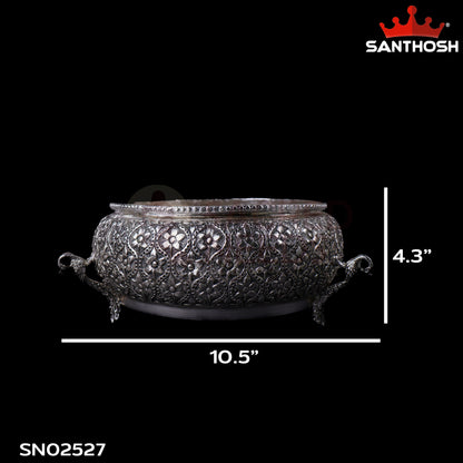 Sacred Needs Copper Peacock Urli Bowl –4.3 Inch (10.9 cm) Height | Decorative Urli for Floating Flowers, Candles, Pooja & Home Décor