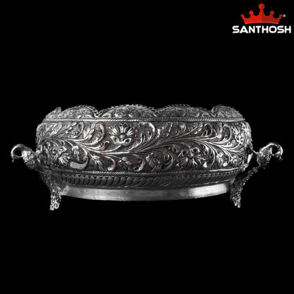 Sacred Needs Copper Lotus Peacock Urli – 4.1 Inch (10.4 cm) Height | Decorative Urli Bowl for Floating Flowers, Candles, Pooja & Home Décor