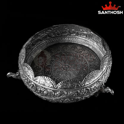 Sacred Needs Copper Lotus Peacock Urli – 4.1 Inch (10.4 cm) Height | Decorative Urli Bowl for Floating Flowers, Candles, Pooja & Home Décor