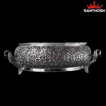 Sacred Needs Copper Peacock Urli Bowl –4.2 Inch (10.7 cm) Height | Decorative Urli for Floating Flowers, Candles, Pooja & Home Décor