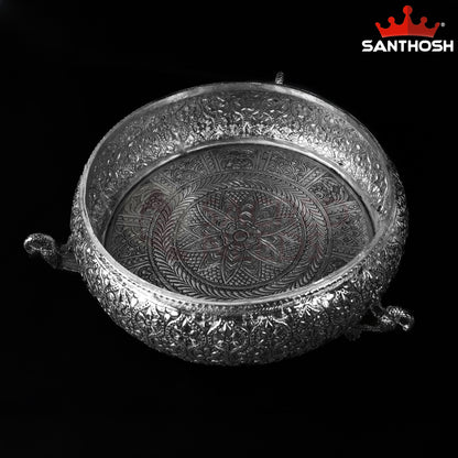 Sacred Needs Copper Peacock Urli Bowl –4.2 Inch (10.7 cm) Height | Decorative Urli for Floating Flowers, Candles, Pooja & Home Décor