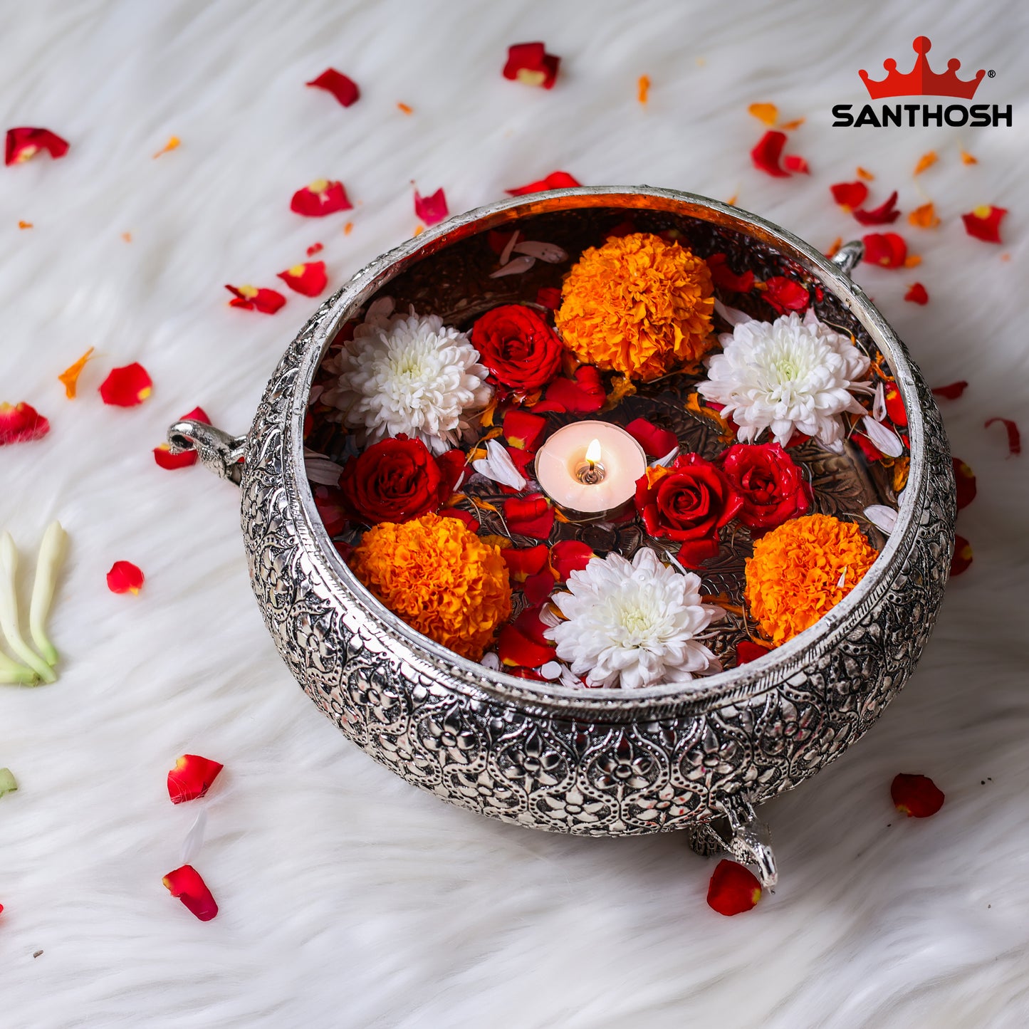 Sacred Needs Copper Peacock Urli Bowl –4.2 Inch (10.7 cm) Height | Decorative Urli for Floating Flowers, Candles, Pooja & Home Décor