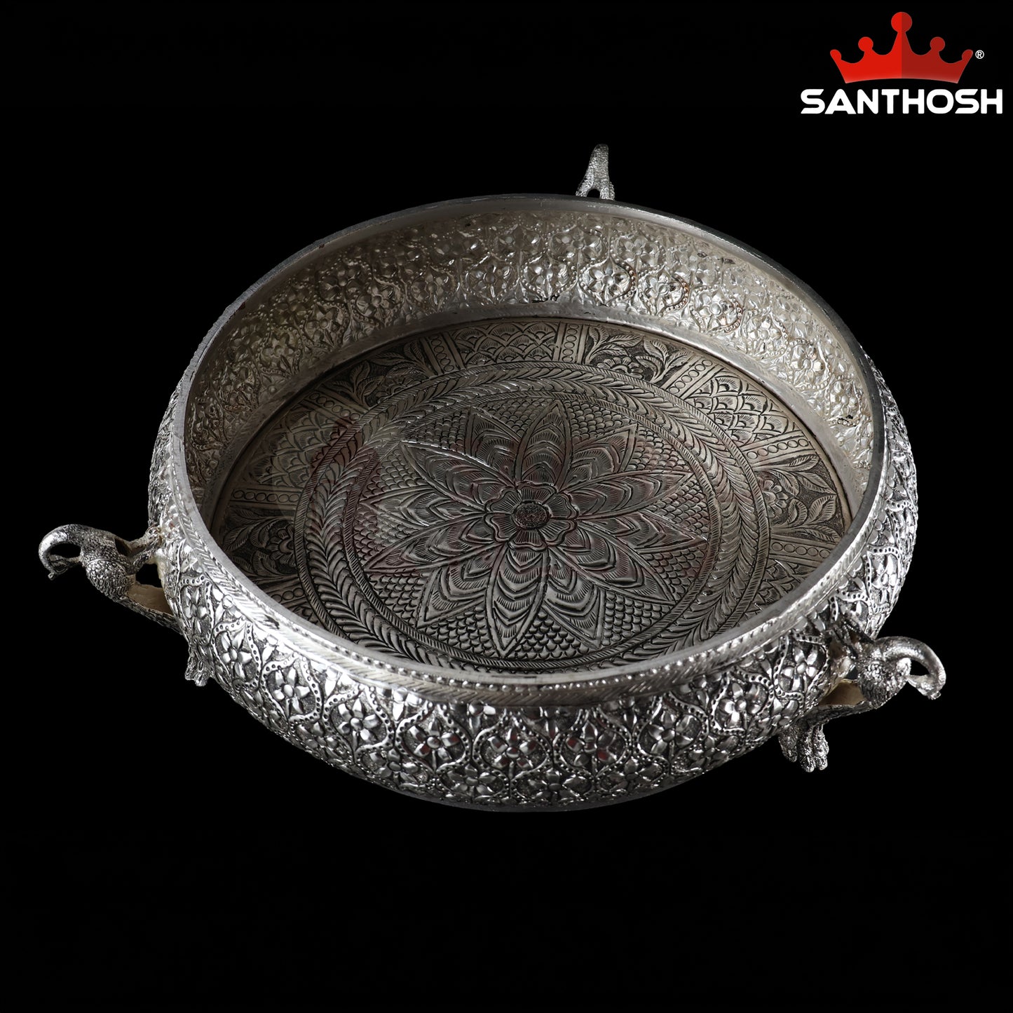 Sacred Needs Copper Peacock Urli Bowl – 4.6Inch (11.7 cm) Height | Large Decorative Urli for Floating Flowers, Candles, Pooja & Home Décor