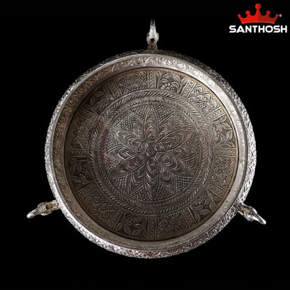 Sacred Needs Copper Peacock Urli Bowl – 4.6Inch (11.7 cm) Height | Large Decorative Urli for Floating Flowers, Candles, Pooja & Home Décor