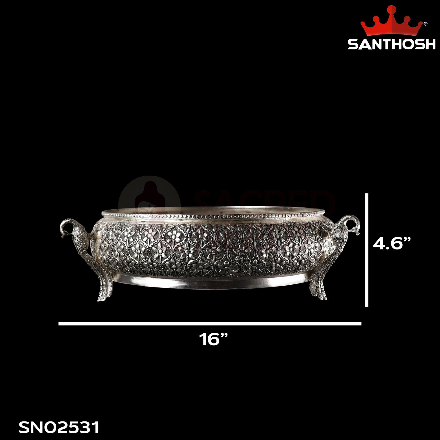 Sacred Needs Copper Peacock Urli Bowl – 4.6Inch (11.7 cm) Height | Large Decorative Urli for Floating Flowers, Candles, Pooja & Home Décor