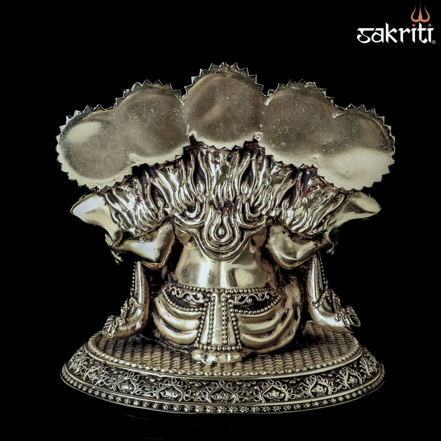 Sacred Needs Brass Pancha Mukha Ganesha Idol – 5.3 Inch (13.5 cm) Height | Five Face Ganesha Statue for Protection, Pooja Room & Home Temple Décor