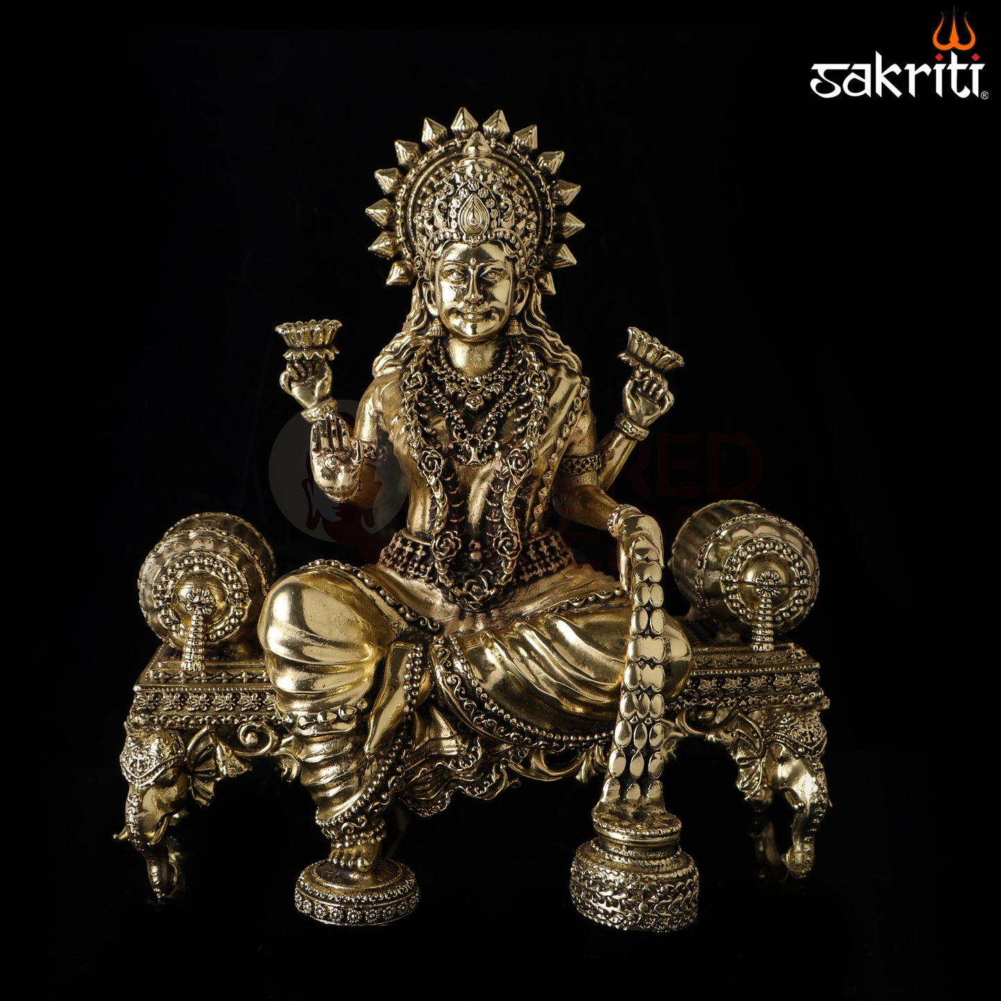 Sacred Needs Brass Sopha Lakshmi Idol – 8.3 Inch (21.1 cm) Height | Goddess Lakshmi Statue for Wealth, Prosperity & Home Temple Décor