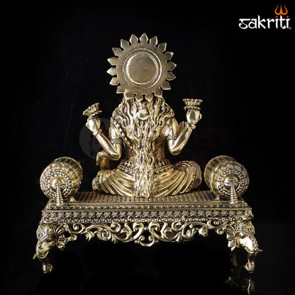Sacred Needs Brass Sopha Lakshmi Idol – 8.3 Inch (21.1 cm) Height | Goddess Lakshmi Statue for Wealth, Prosperity & Home Temple Décor