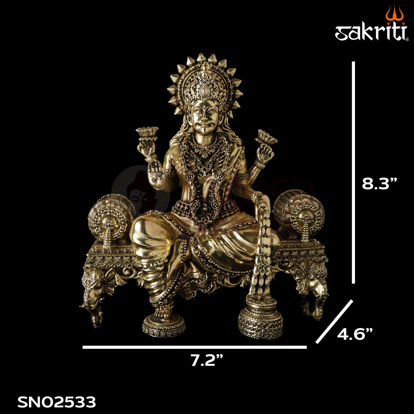 Sacred Needs Brass Sopha Lakshmi Idol – 8.3 Inch (21.1 cm) Height | Goddess Lakshmi Statue for Wealth, Prosperity & Home Temple Décor