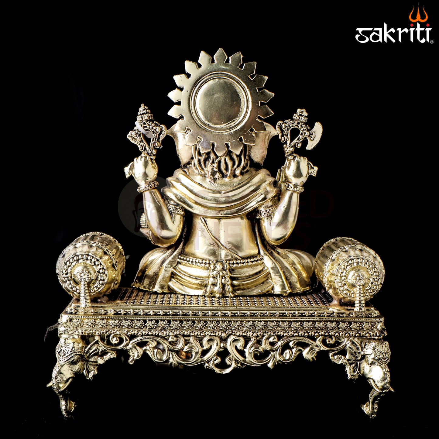 Sacred Needs Brass Sopha Ganesha Idol – 8.3 Inch (21.1 cm) Height | Lord Ganesha Statue for Success, Wisdom & Home Temple