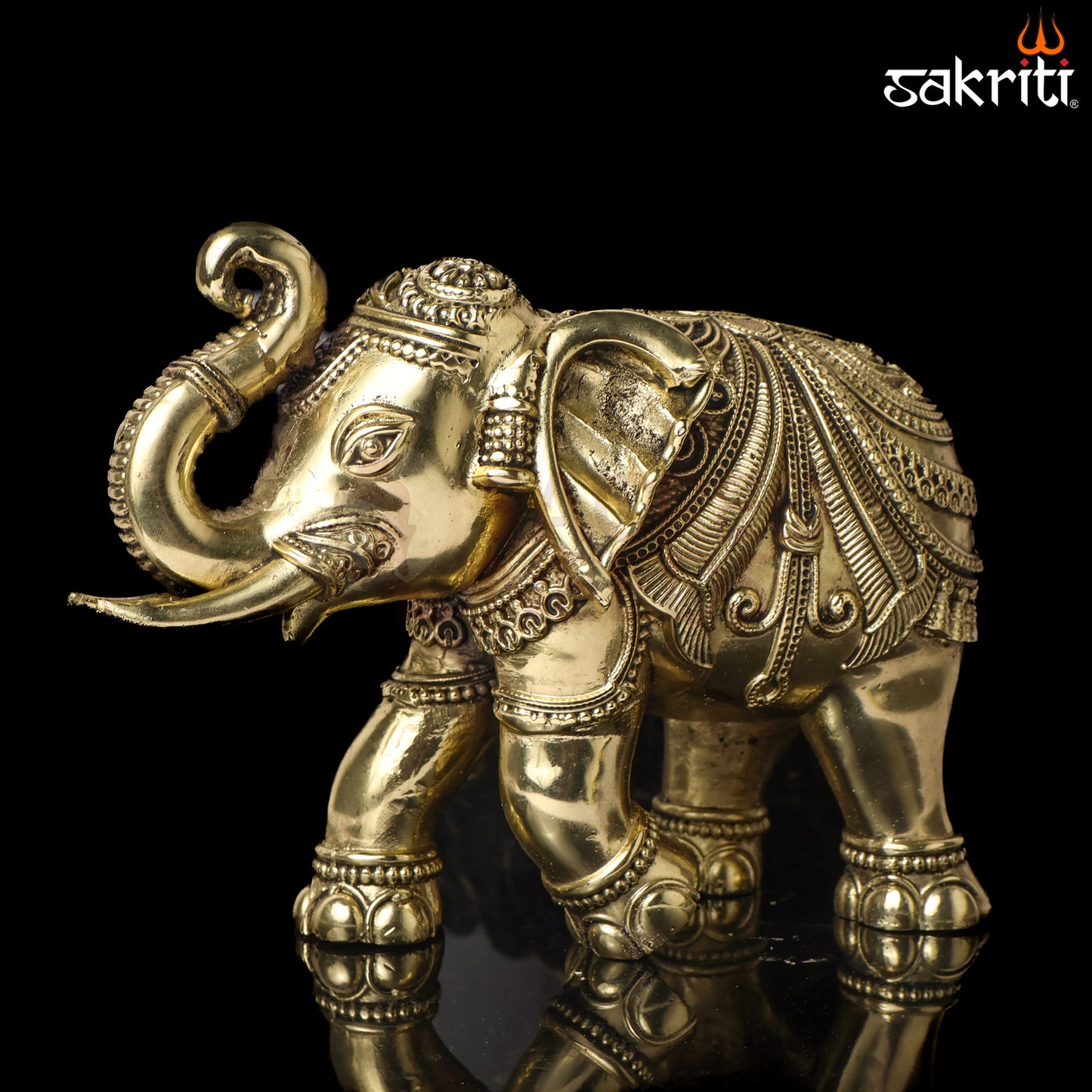 Sacred Needs Brass Elephant Idol – 5.5 Inch (14 cm) Height | Decorative Elephant Statue for Home Décor, Entrance & Vastu