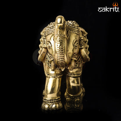 Sacred Needs Brass Elephant Statue – 7 Inch (17.8 cm) Height | Traditional Decorative Elephant for Home, Office & Vastu Décor