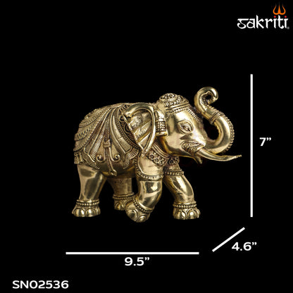 Sacred Needs Brass Elephant Statue – 7 Inch (17.8 cm) Height | Traditional Decorative Elephant for Home, Office & Vastu Décor