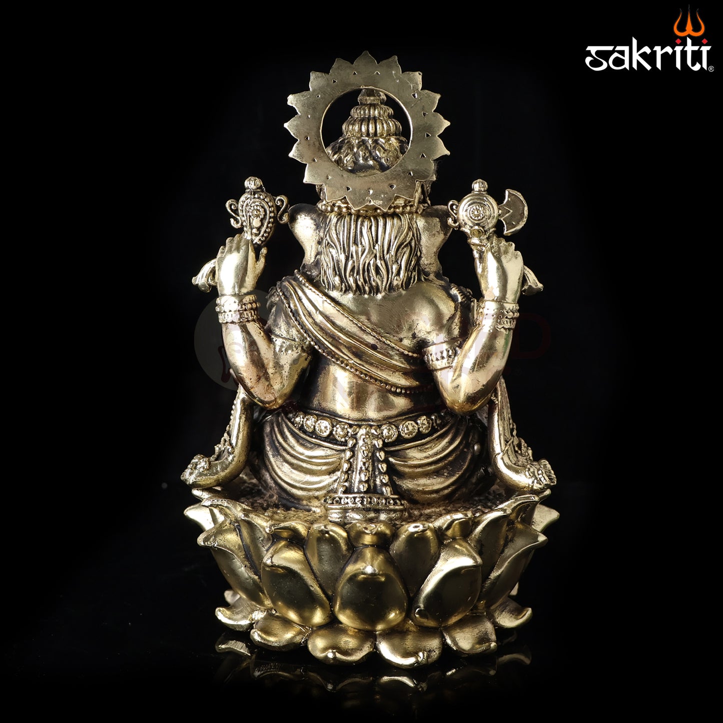 Sacred Needs Brass Lotus Ganesha Idol – 5.9 Inch (15 cm) Height | Lord Ganesha Statue for Pooja, Home Temple & Spiritual Décor