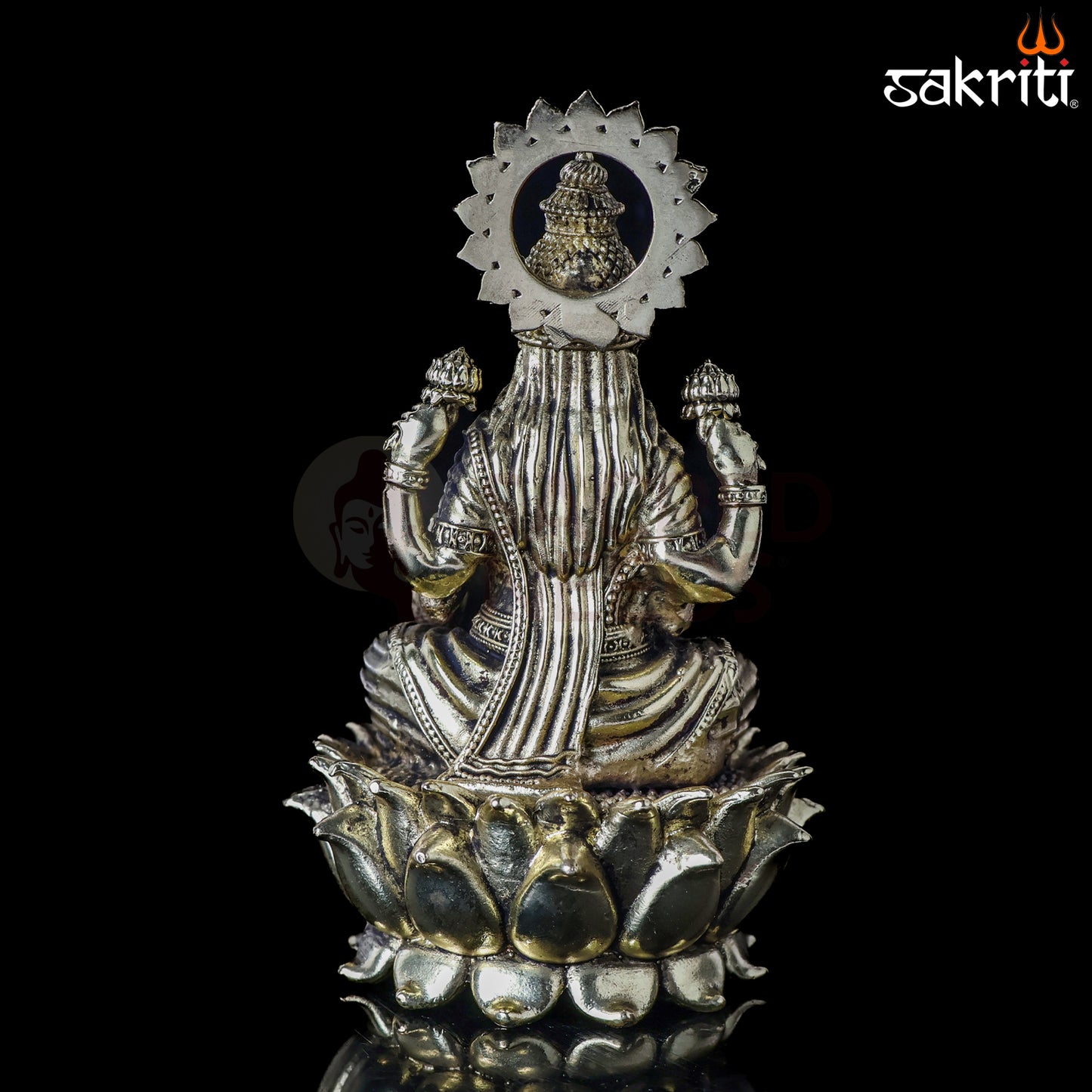 Sacred Needs Brass Lotus Lakshmi Idol – 5 Inch (12.7 cm) Height | Goddess Lakshmi Statue for Wealth & Home Temple Décor