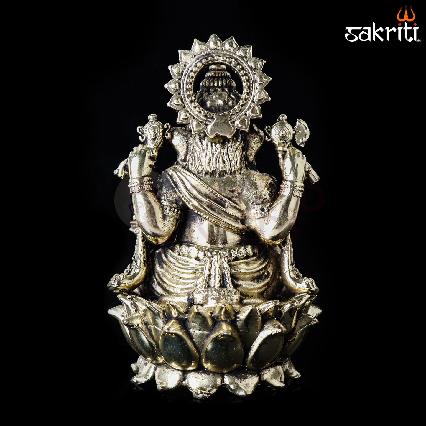 Sacred Needs Brass Lotus Ganesha Idol – 4.8 Inch (12.2 cm) Height | Decorative Ganesha Statue for Pooja & Home Décor