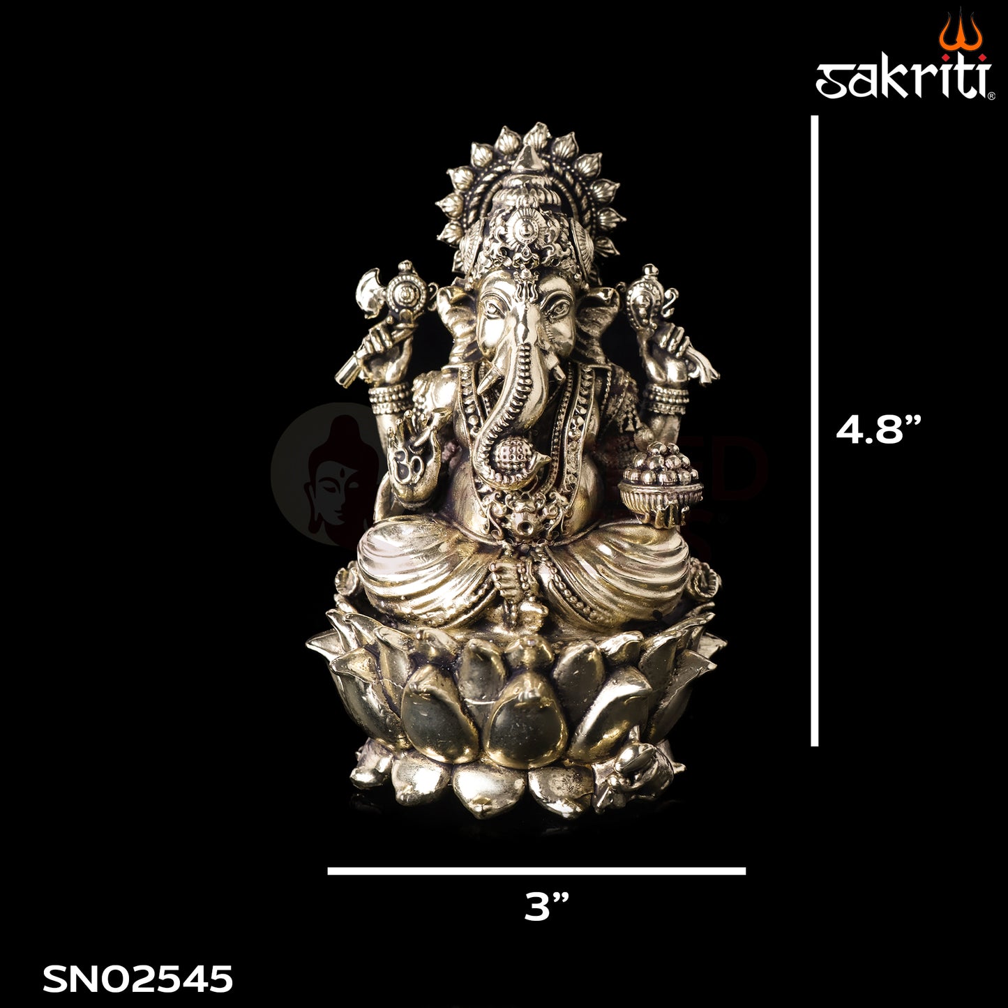 Sacred Needs Brass Lotus Ganesha Idol – 4.8 Inch (12.2 cm) Height | Decorative Ganesha Statue for Pooja & Home Décor