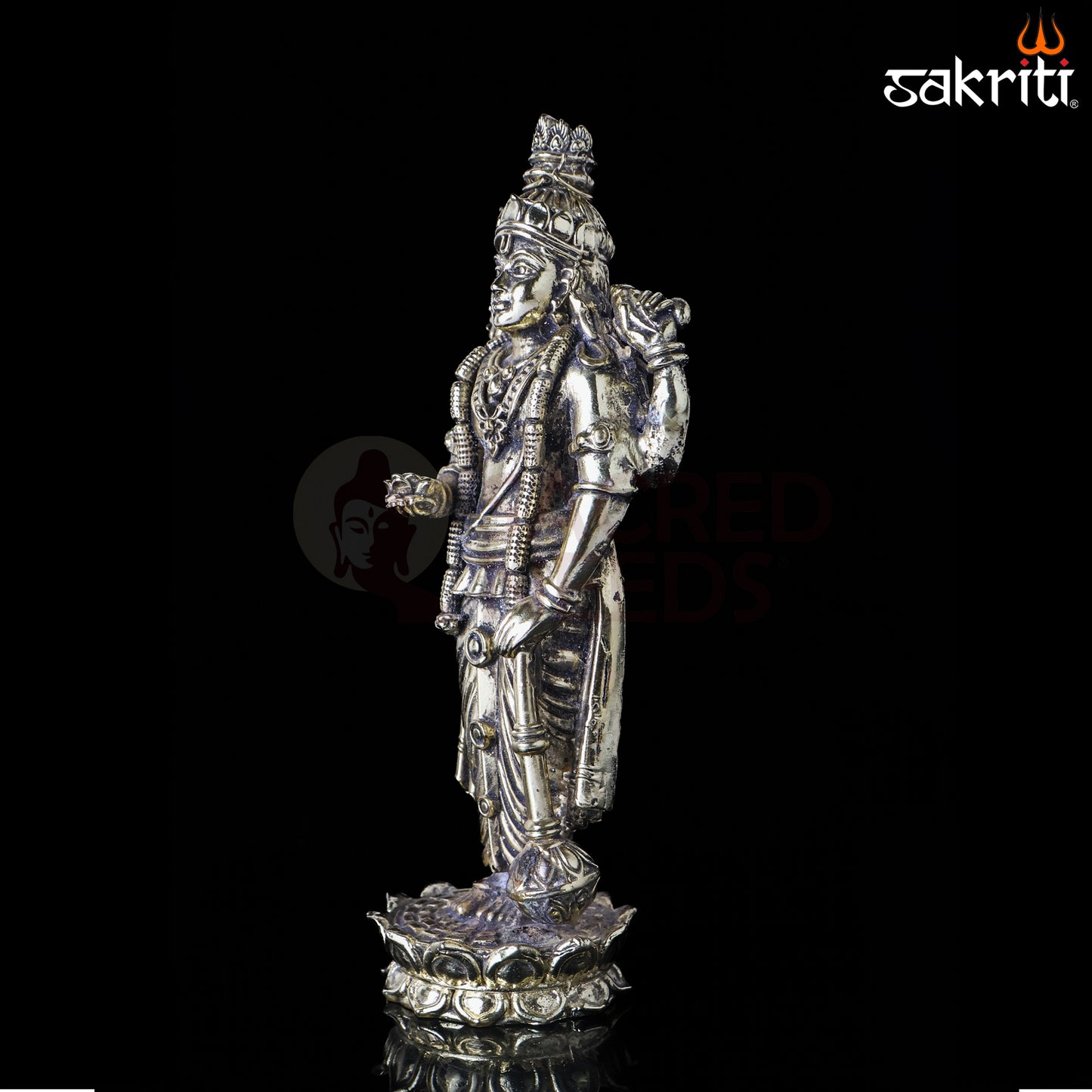 Sacred Needs Brass Vishnu Idol – 6.4 Inch (16.3 cm) Height | Lord Vishnu Statue for Temple, Pooja Room & Home Décor