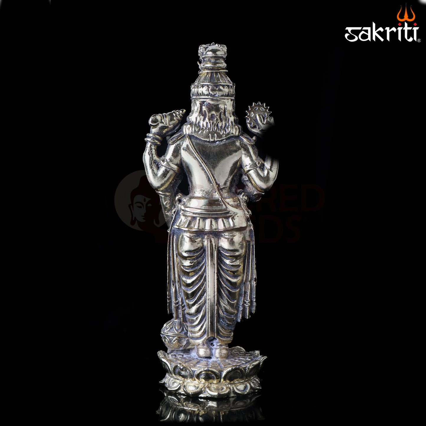 Sacred Needs Brass Vishnu Idol – 6.4 Inch (16.3 cm) Height | Lord Vishnu Statue for Temple, Pooja Room & Home Décor