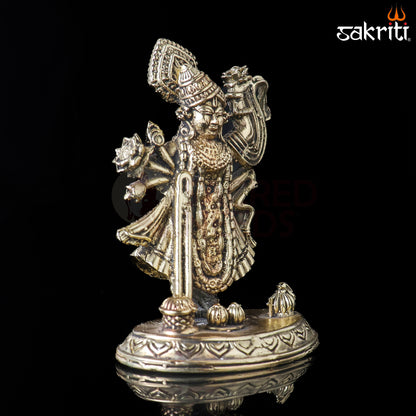 Sacred Needs Brass Shrinath Ji Idol – 3.8 Inch (9.7 cm) Height | Lord Krishna Form Statue for Pooja & Devotional Worship