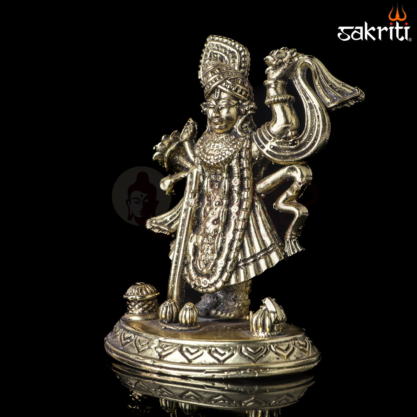 Sacred Needs Brass Shrinath Ji Idol – 3.8 Inch (9.7 cm) Height | Lord Krishna Form Statue for Pooja & Devotional Worship
