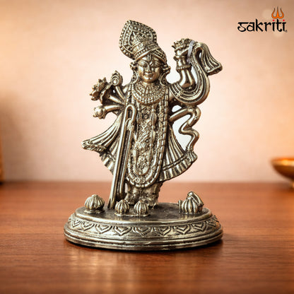 Sacred Needs Brass Shrinath Ji Idol – 3.8 Inch (9.7 cm) Height | Lord Krishna Form Statue for Pooja & Devotional Worship