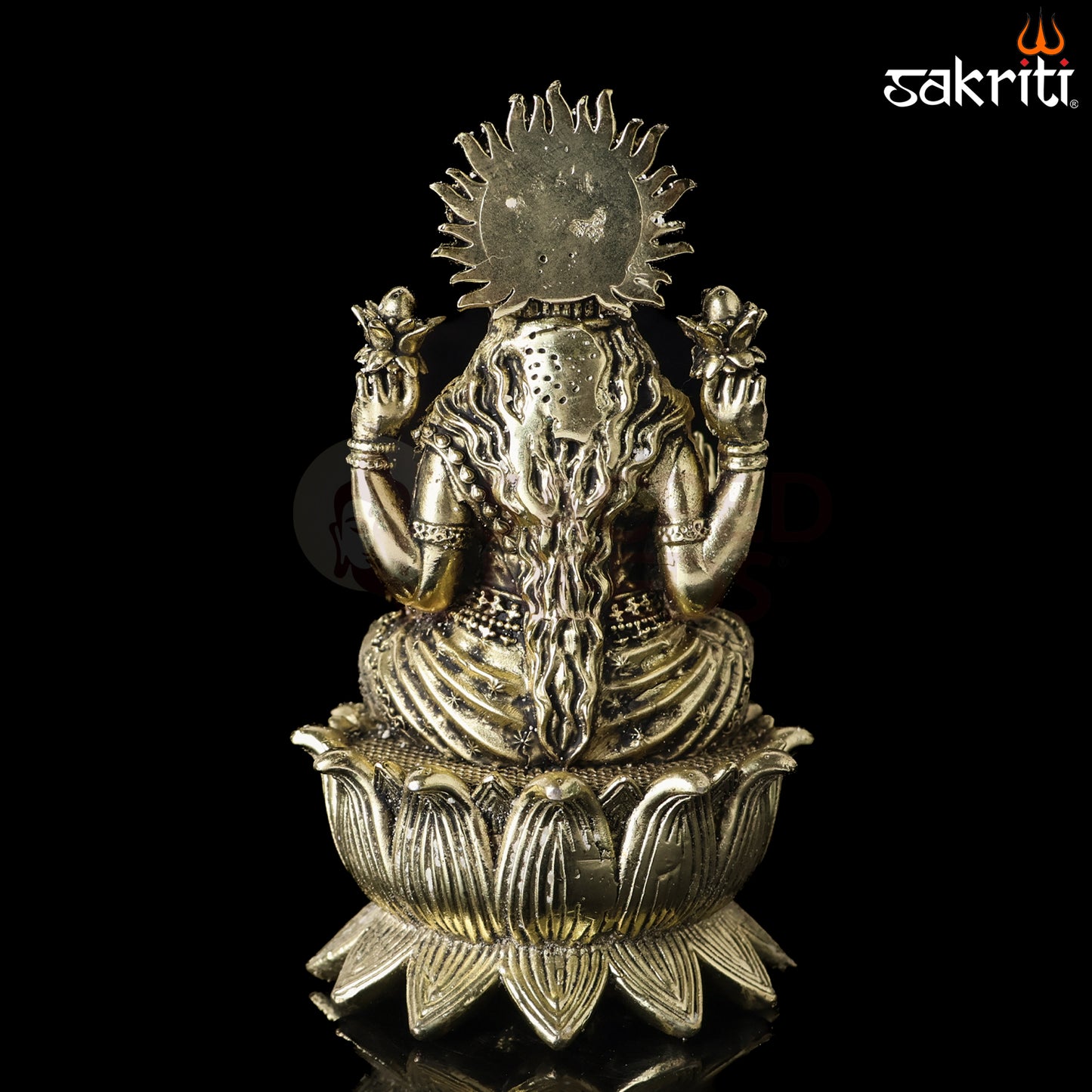 Sacred Needs Brass Lotus Lakshmi Idol – 5.2 Inch (13.2 cm) Height | Goddess Lakshmi Statue for Wealth & Prosperity