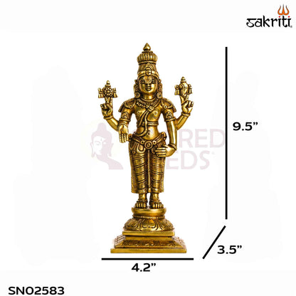 Sacred Needs Brass Tirupati Balaji Idol Set – 9.5 Inch (24.1 cm) Height | Lord Venkateswara Statue Set for Pooja Room & Temple